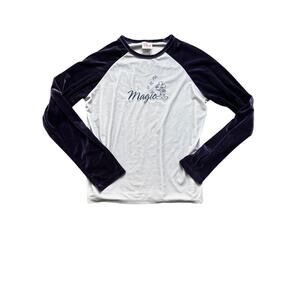 Disney Light Blue & Purple Velour Embroidered Mickey Mouse Shirt - Size L